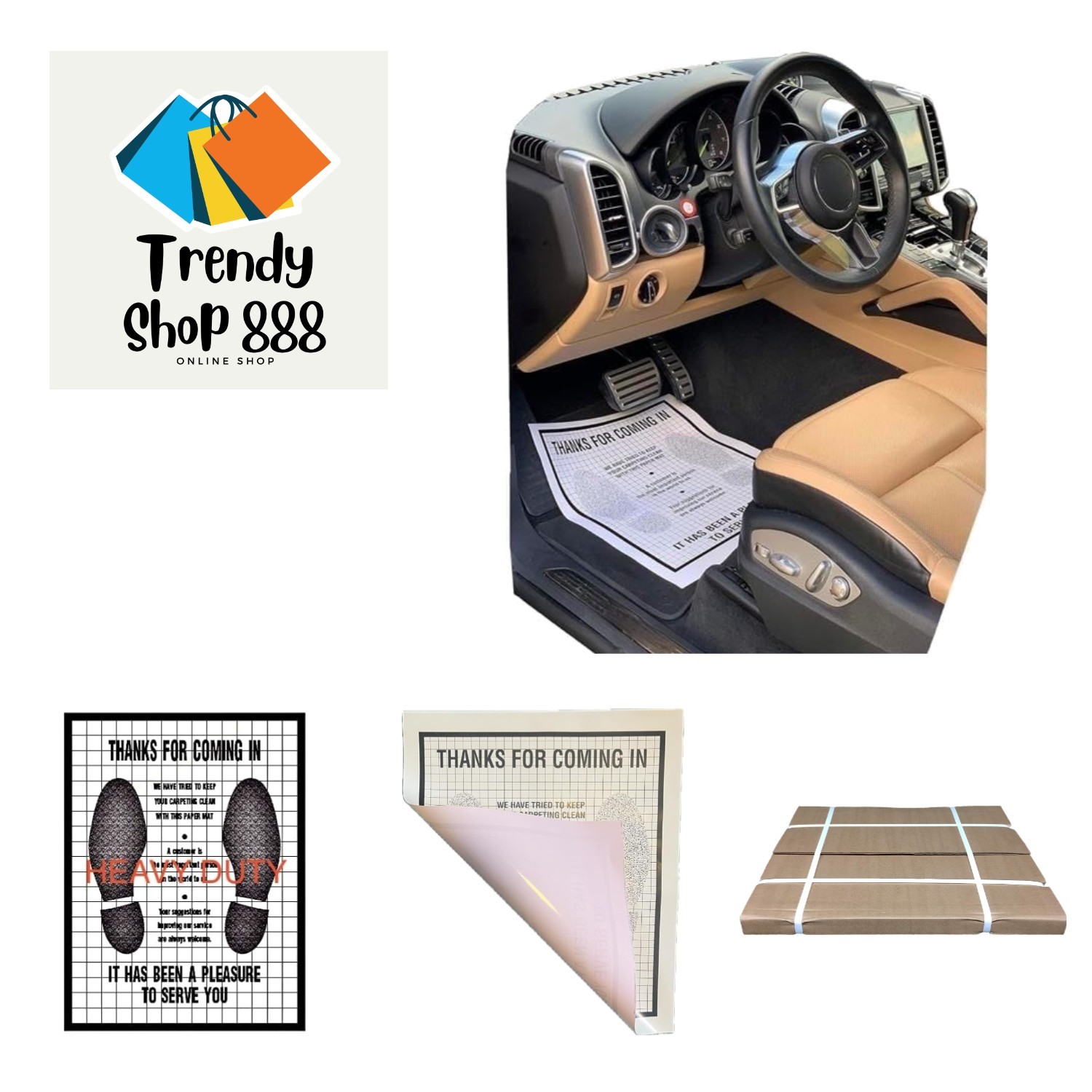 Heavy Duty Reinforced Plastic Coated Disposable Paper Automotive Floor Mat C…