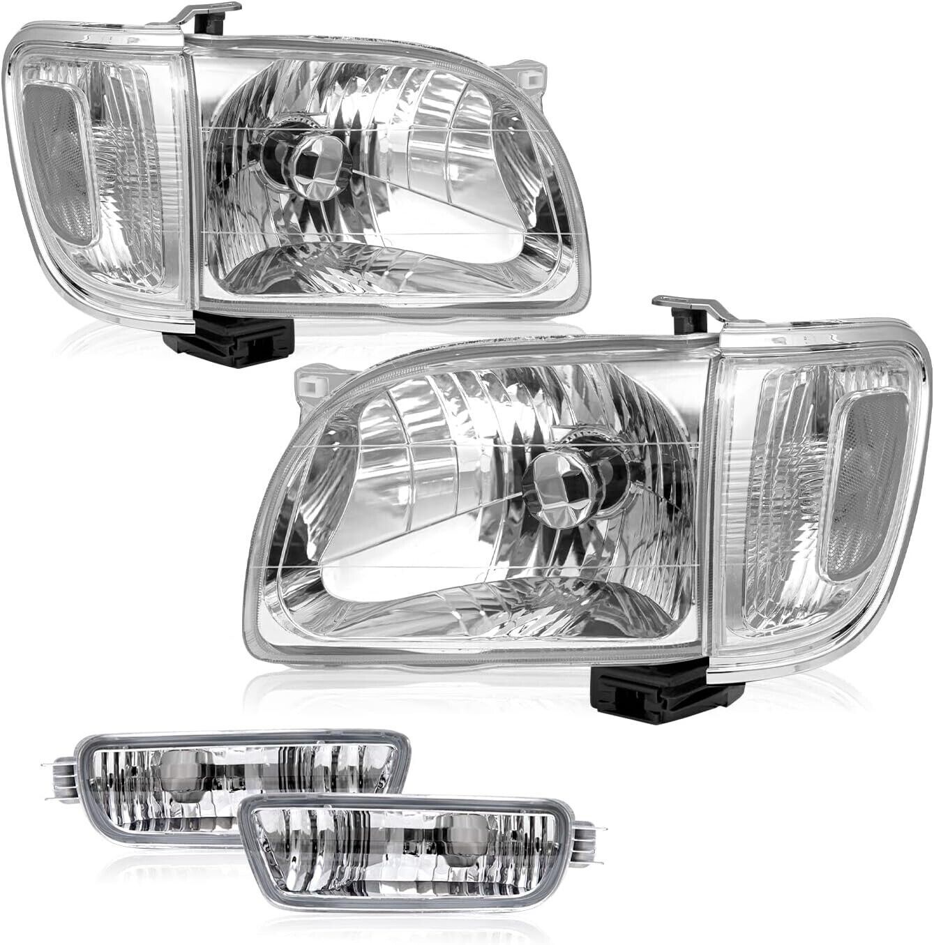 for 2001-2004 Toyota Tacoma Headlights Chrome Housing Clear Lens 6-pieces Set