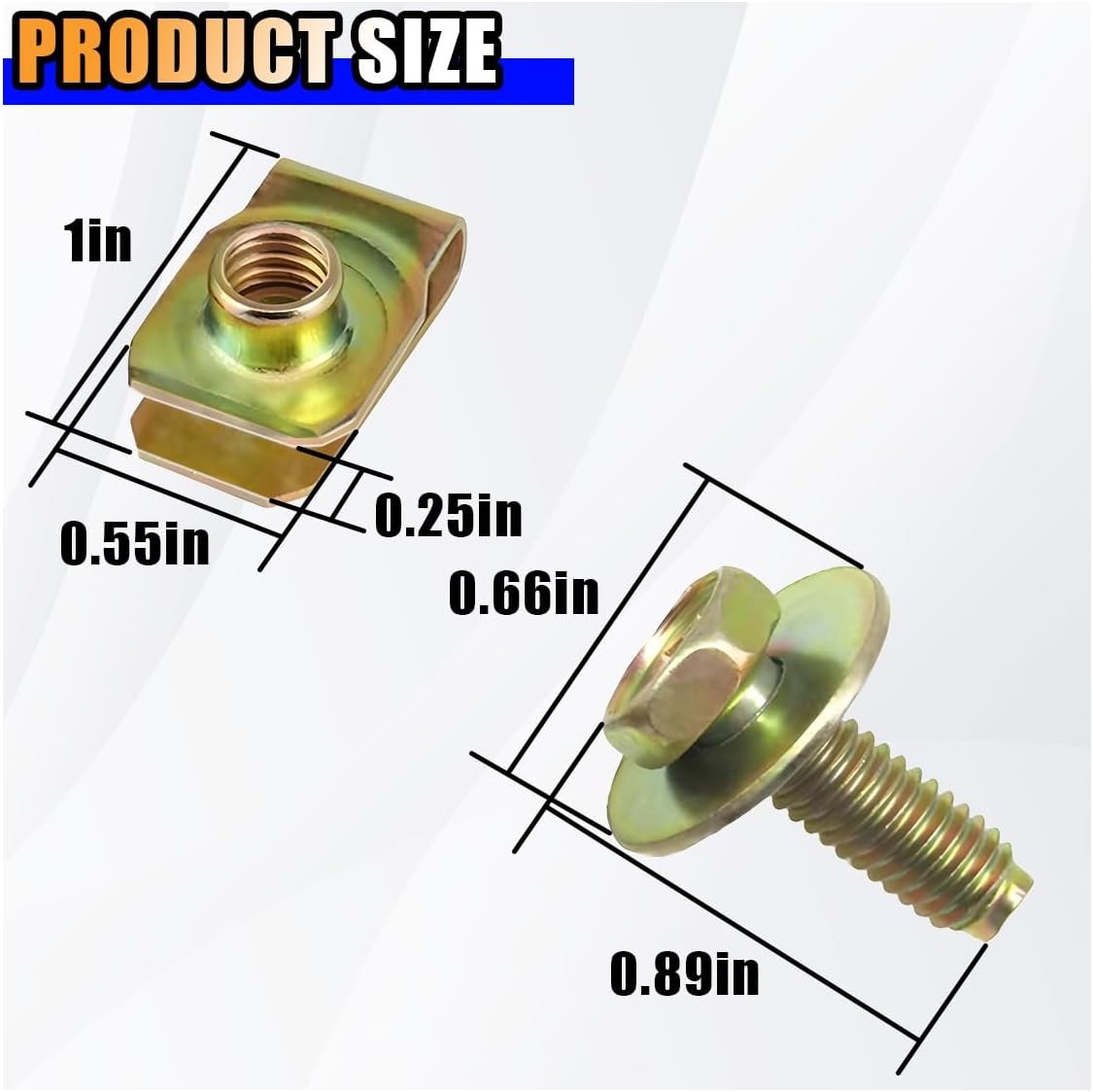 40-Piece Kit of Fasteners – U-Nuts, M6-1.0 Bolts & Bumper Retainer Clips