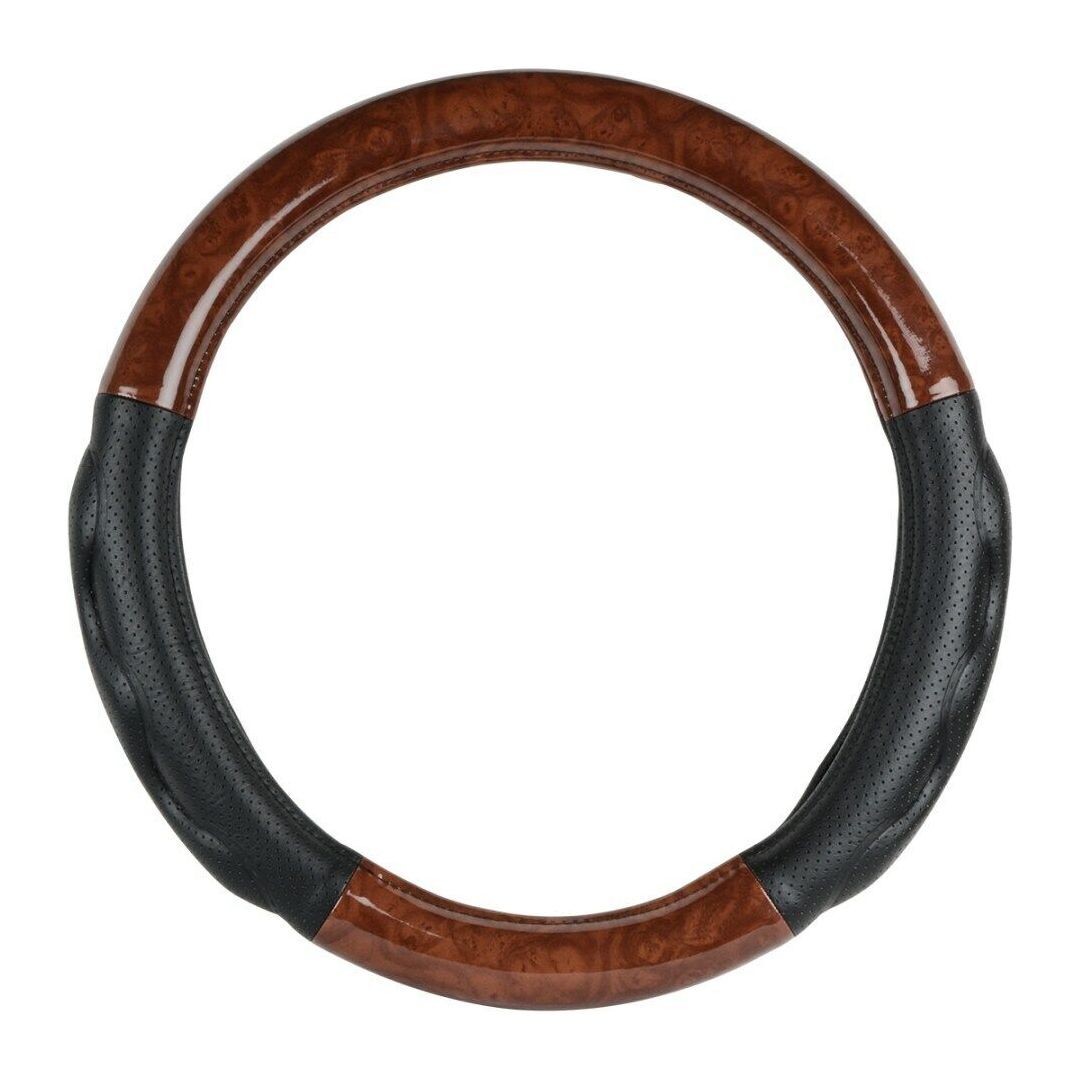 truck universal steering wheel cover 18″ inch dark wood black comfort pads 54050