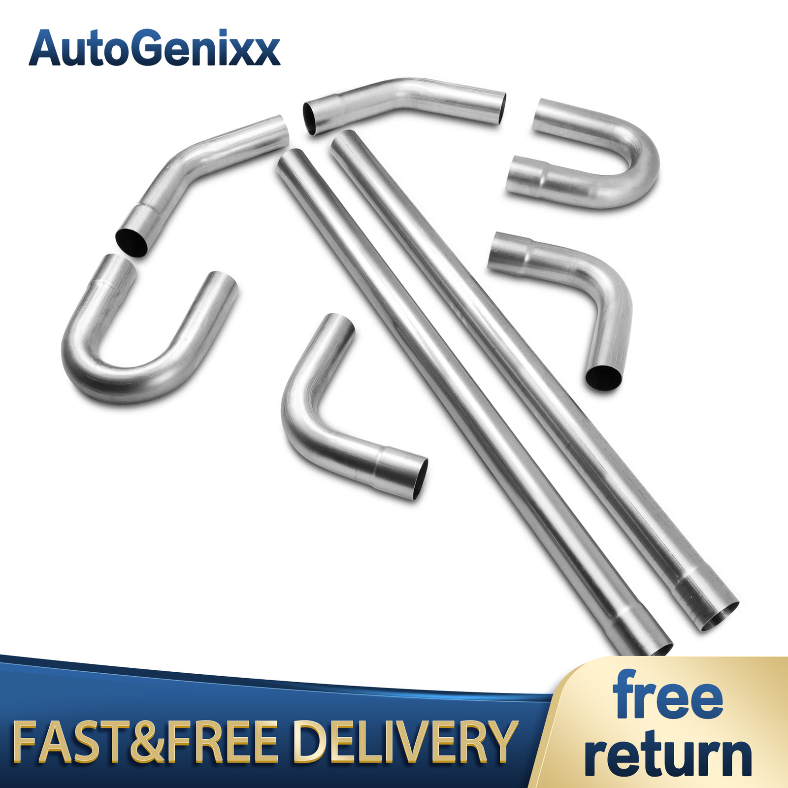 8PCS 2.5″ OD DIY CUSTOM MILD STEEL MANDREL EXHAUST TUBING BEND STRAIGHT PIPE KIT