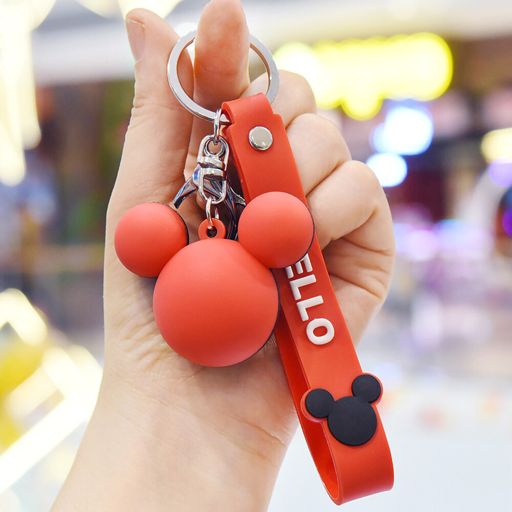PVC Soft Silicone Rubber Cute Cartoon Mickey Head Keychain for Key or Decoration