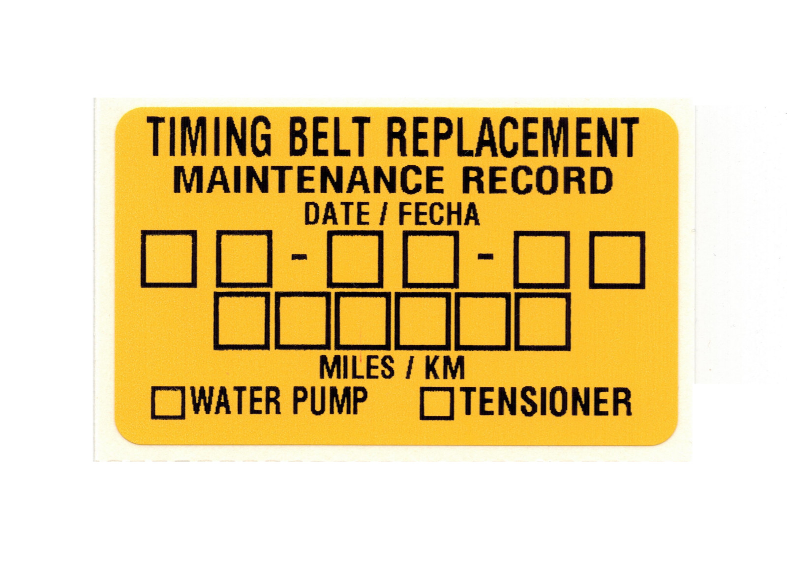 Qty 2 Timing Belt Water Pump Tensioner Service Polyester Sticker Label 2.5″x1.5″