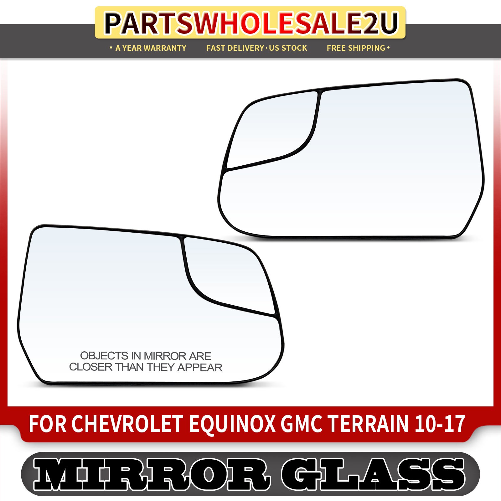 2x Mirror Glass with Spotter Glass for GMC Terrain Chevy Equinox 2010 2011-2017