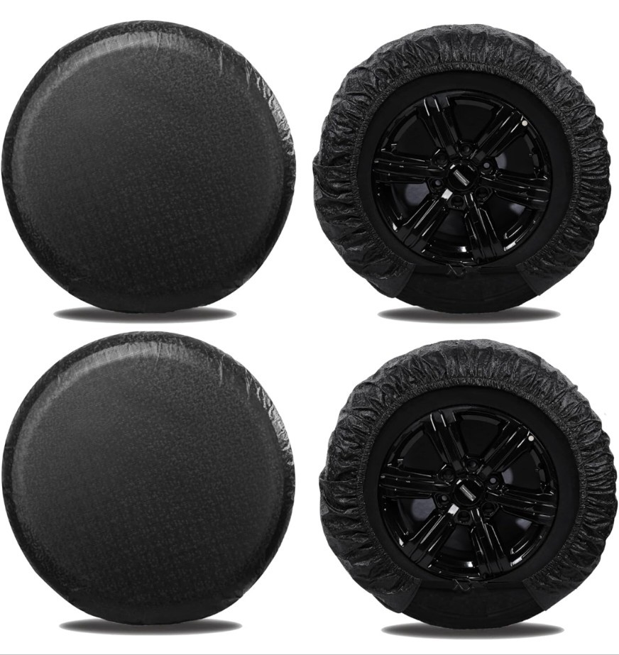 RV Tire Covers Set of 4 Waterproof Wheel Covers for 30-32 Inch Tires, Black