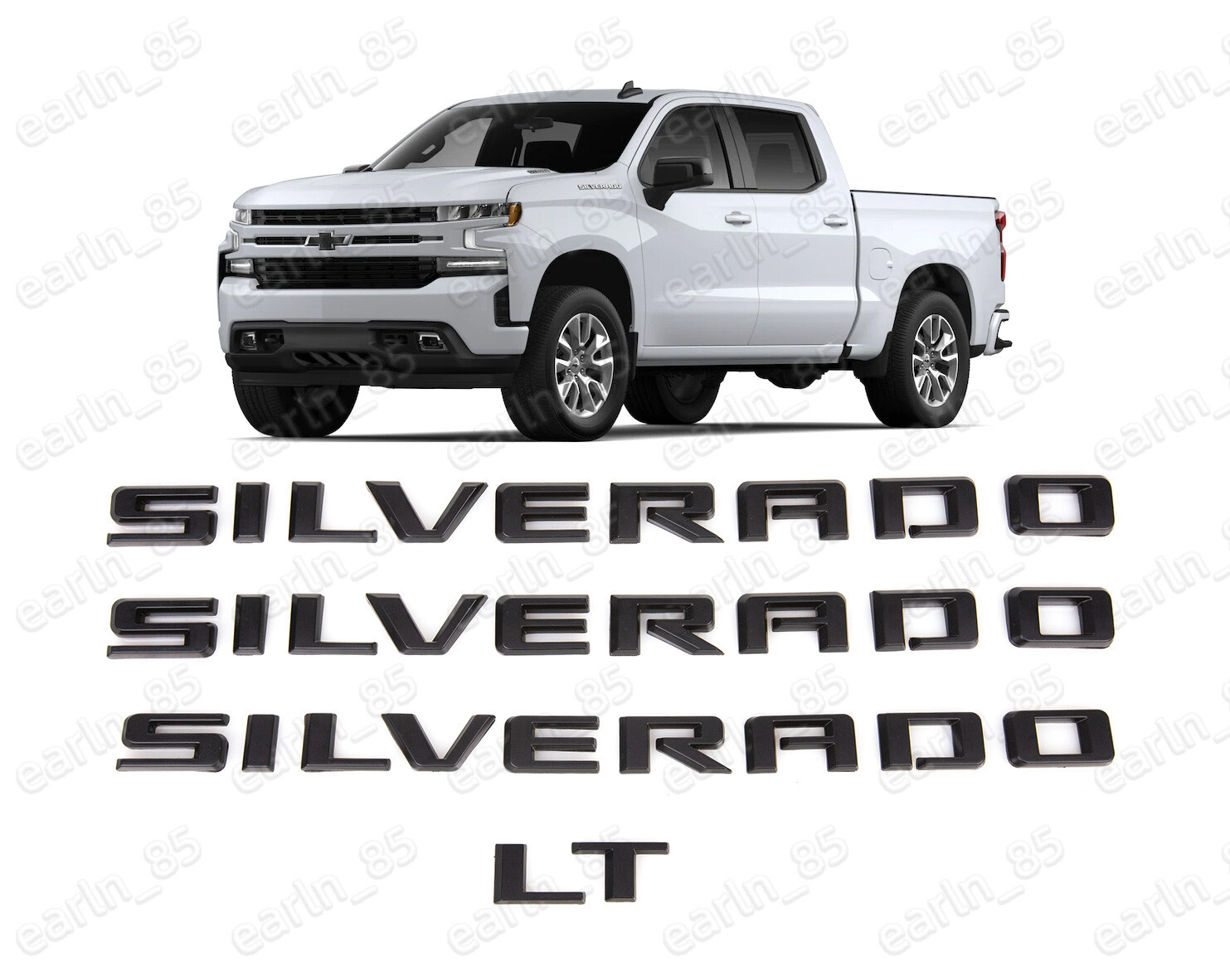 2019-2024 Chevrolet Silverado Door Tailgate Silverado Emblem OEM LT Matte Black