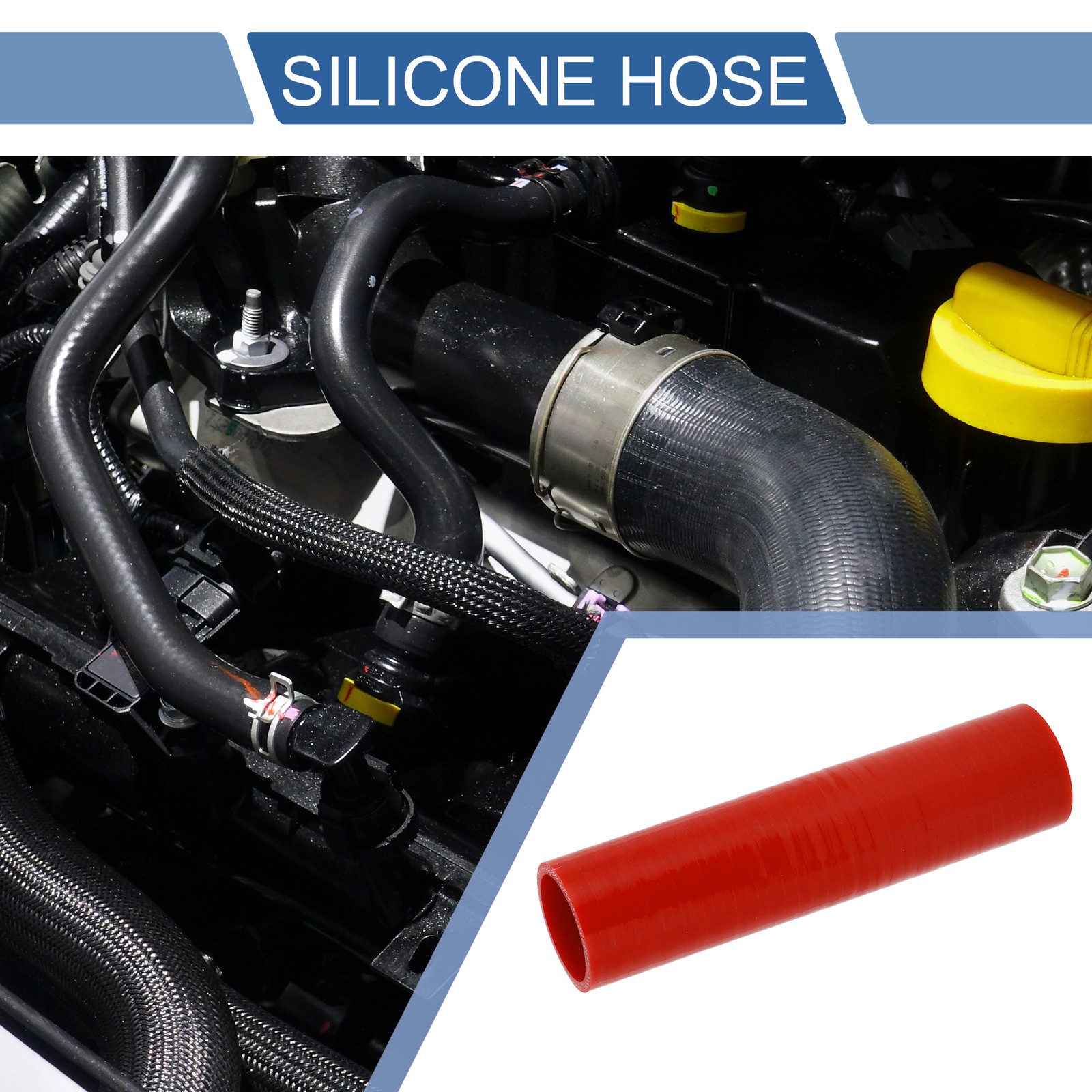 1 Pcs 42mm 1.65″ ID 200mm 7.87″ Length 0° Red Car Silicone Hose Universal