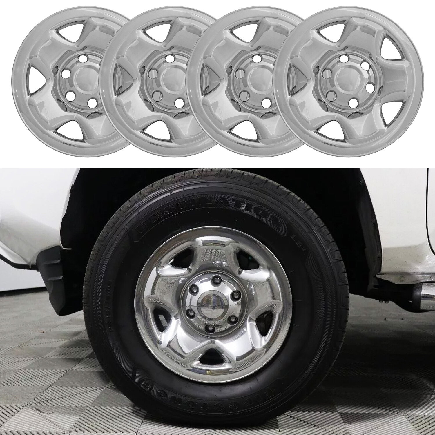 For 2005-2023 Toyota Tacoma 16″ Steel Wheel Chrome Skin Covers Hub Caps Set 4