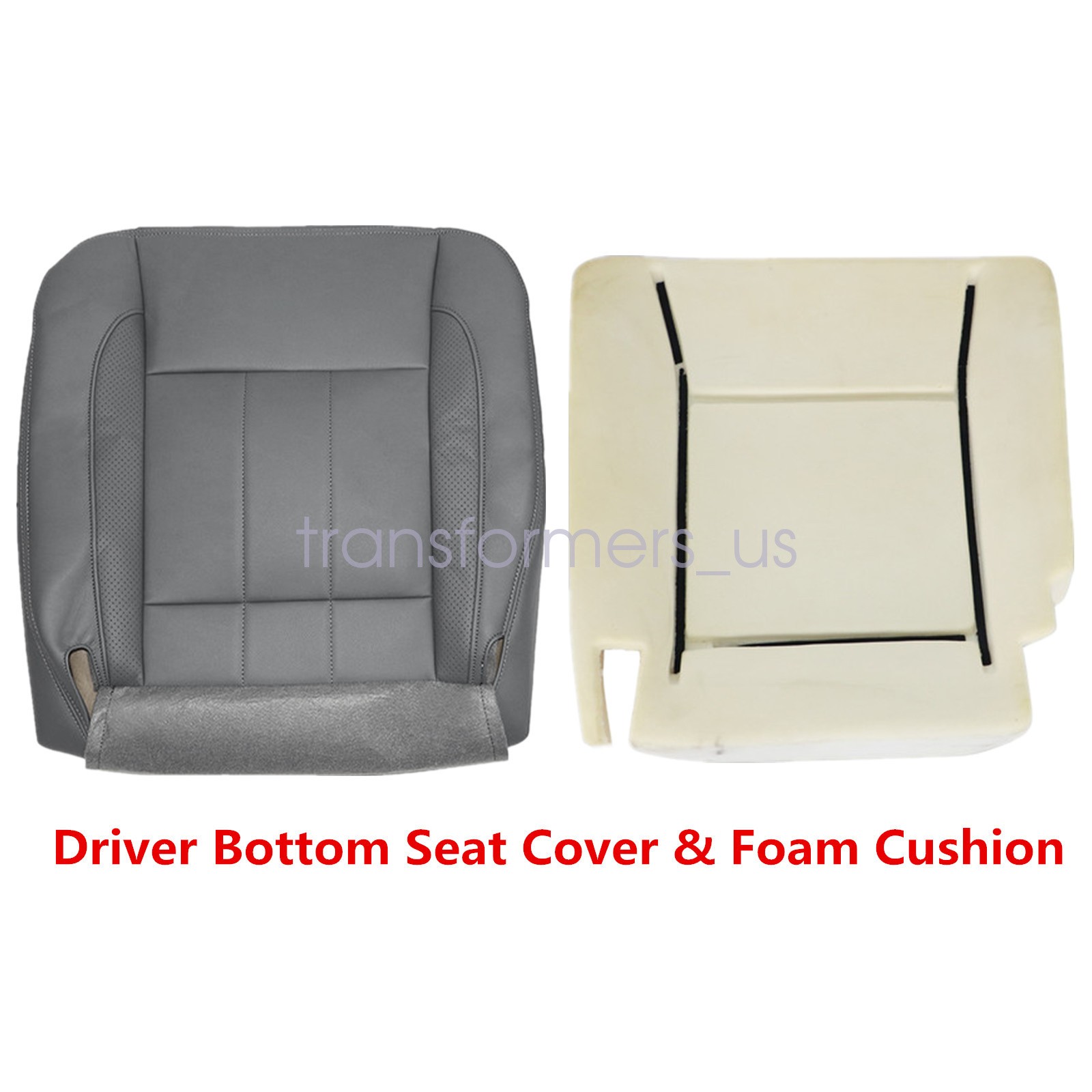 Fits 2006-2009 Dodge Ram 1500 2500 Driver Bottom Seat Cover Gray + Foam Cushion