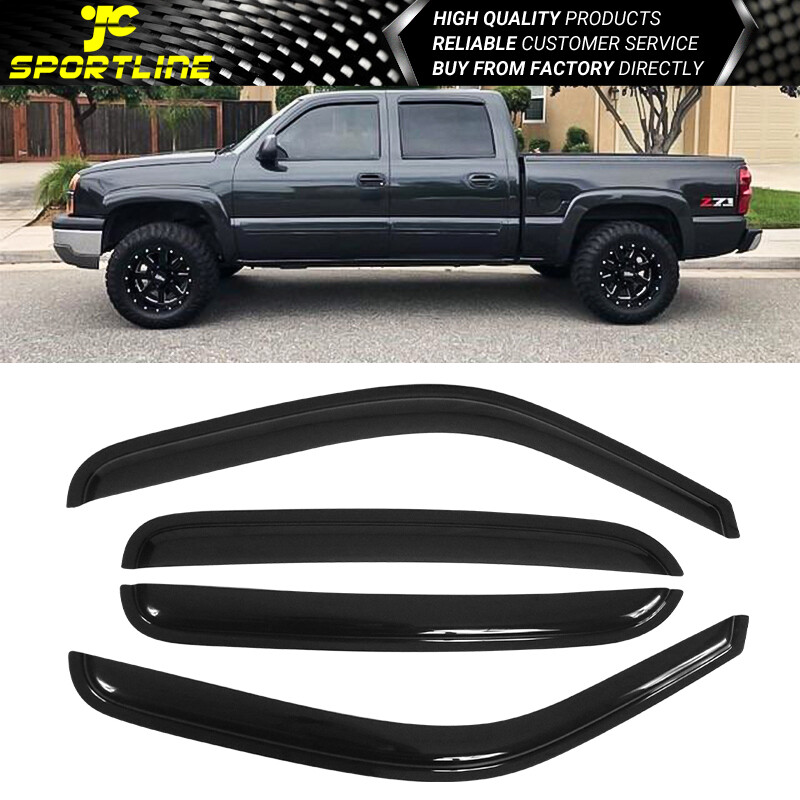 Fits 01-06 Chevy Silverado GMC Sierra Crew Cab Slim Acrylic Window Visors 4Pc