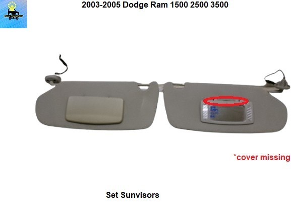 YE64TL2AA 03 to 05 Dodge Ram 1500 Right & Left Sun Visors Sunvisor w/ Mirror*