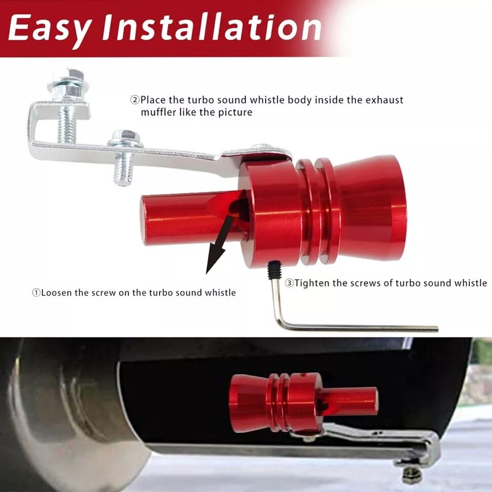 Red Car Motorbike Universal Turbo Sound Whistle, 2x Exhaust Pipe Noise Amplifier
