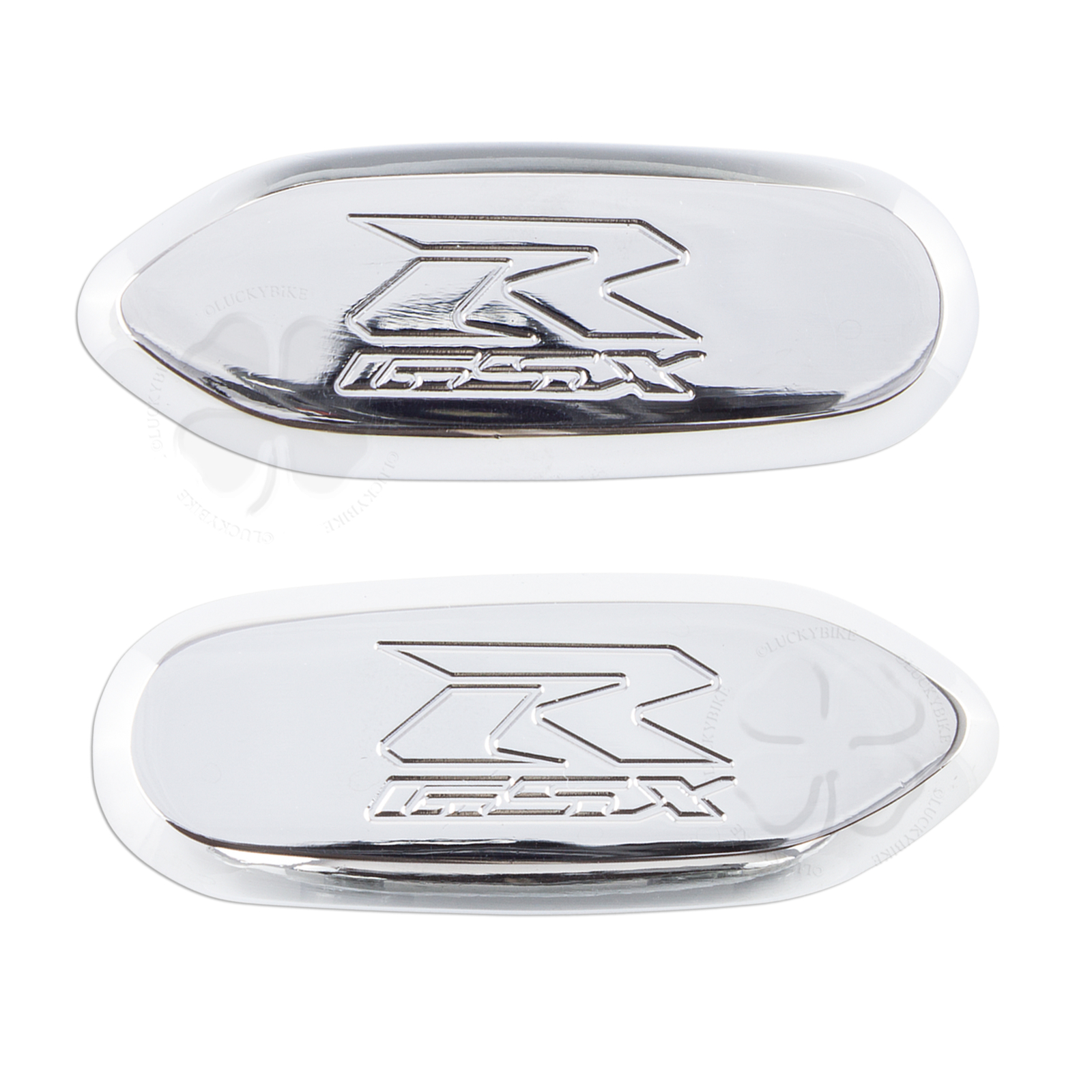 2x Mirror Block Off Plate Chrome Aluminum CNC GSXR 600 750 Cover Engraved GSXR