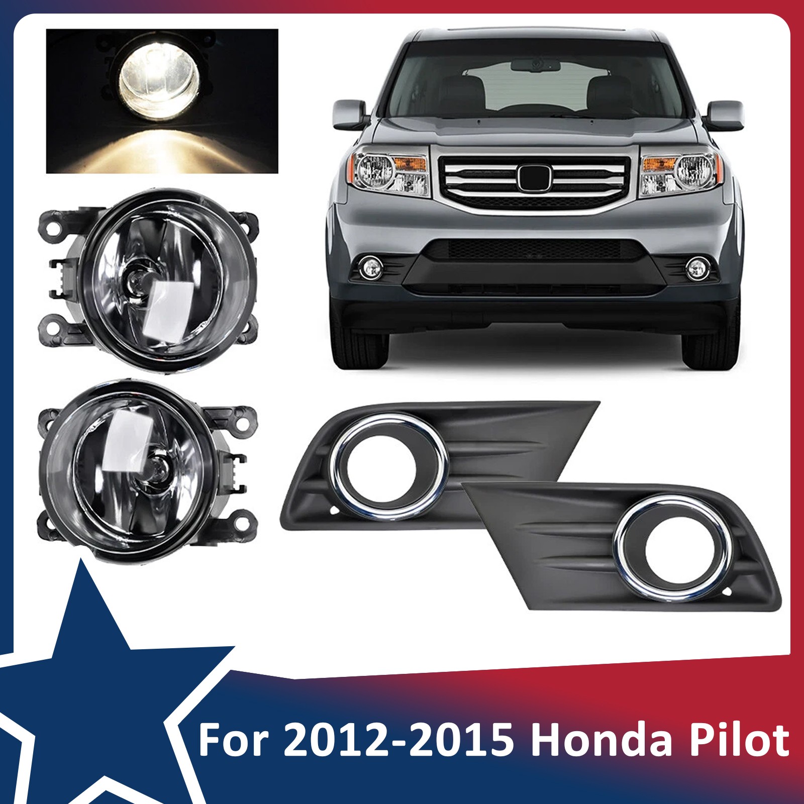 Pair For 2012 2013 2014 2015 Honda Pilot Left Right Fog Lights Lamps W/ Cover
