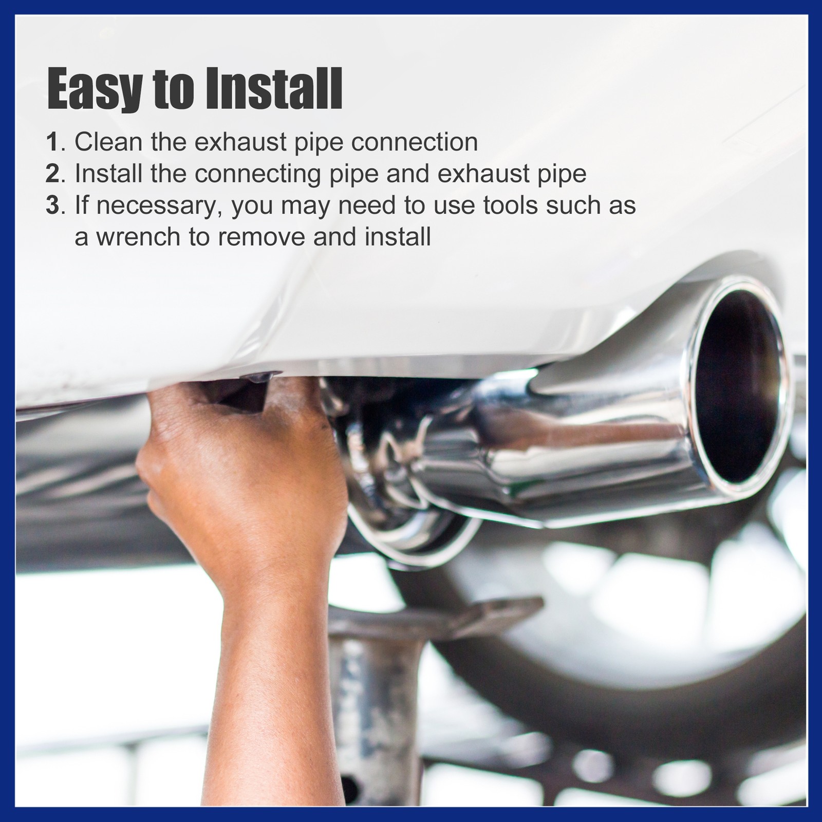 1 Pcs OD 1.75″ 45 Degree SS304 Exhaust Elbow Pipe Silver Tone