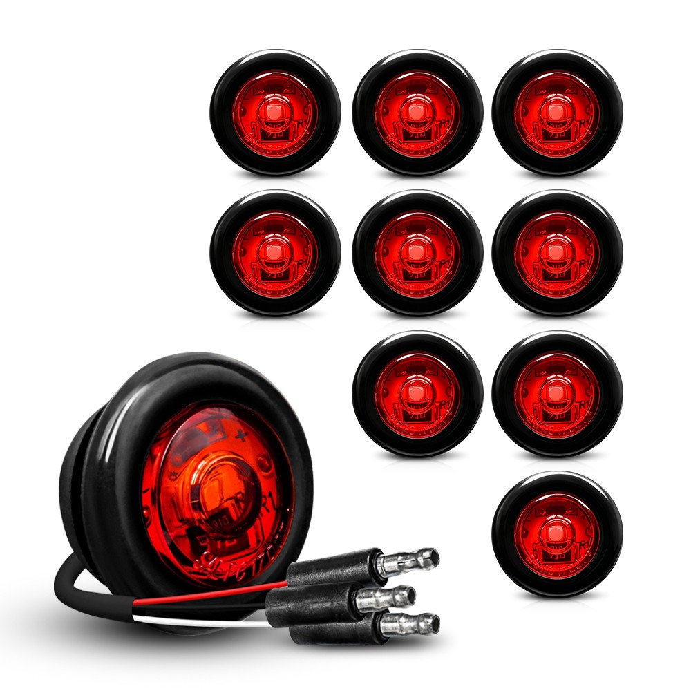 Red 10X 3/4″ Round LED Waterproof IP67 Side Marker Clearance Indicator Light 12V