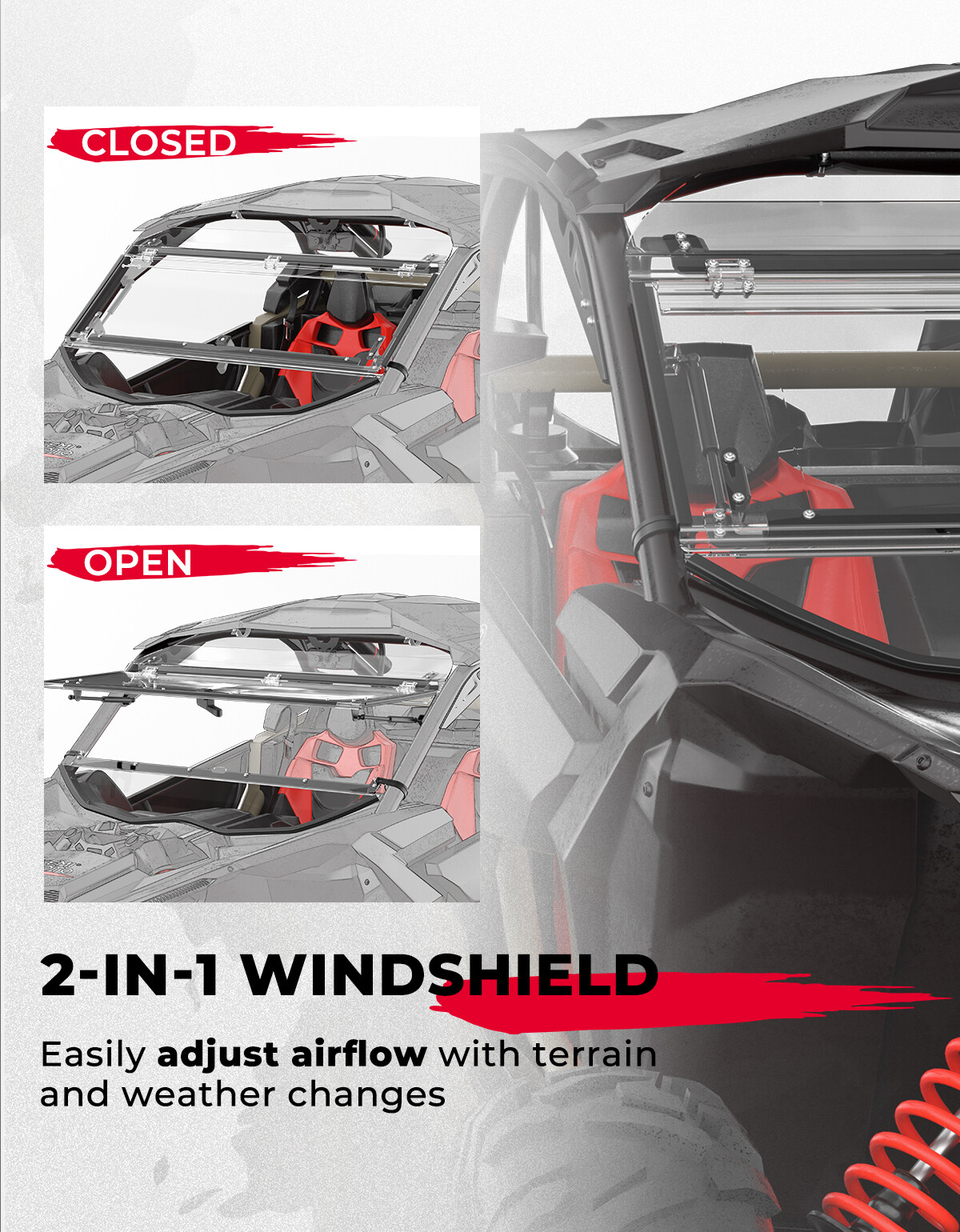 Front Flip Windshield Scratch Resistant For Can-Am Maverick X3 max turbo 2017-25