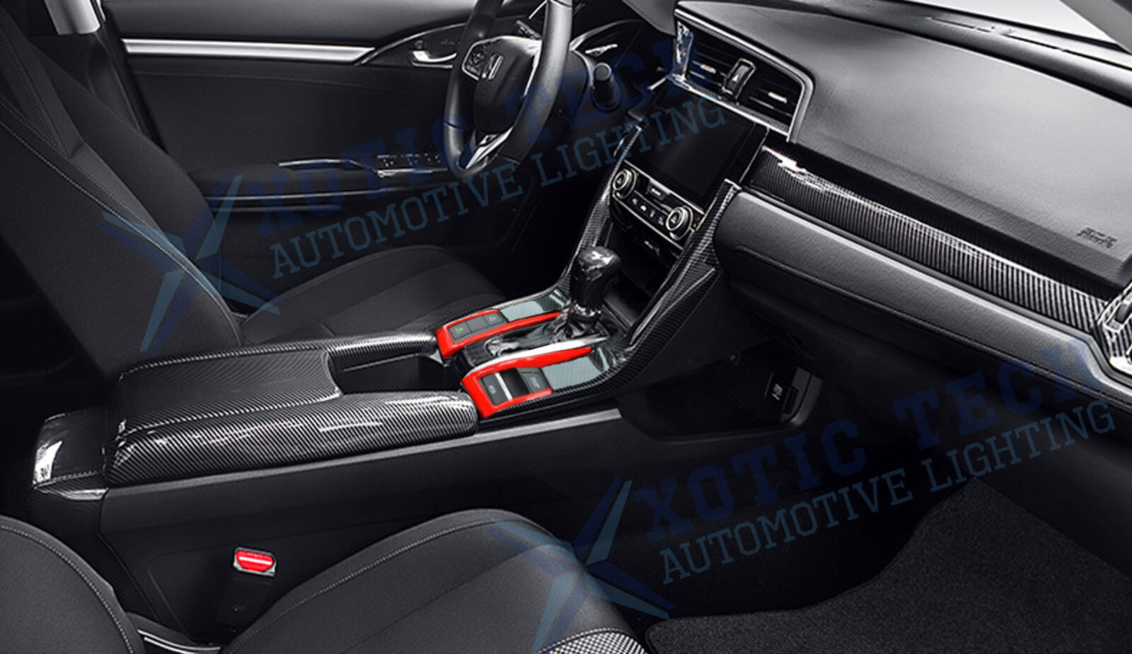 2x Gear Shift Button Panel Cover Trim Sporty Red ABS For Honda Civic 10th Gen