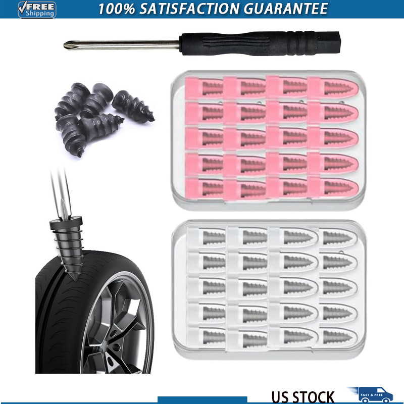 Tire Repair Rubber Nails Kit, 20/40/80 PCS 2 Sizes, Screw in Rubber Color: 40pcs