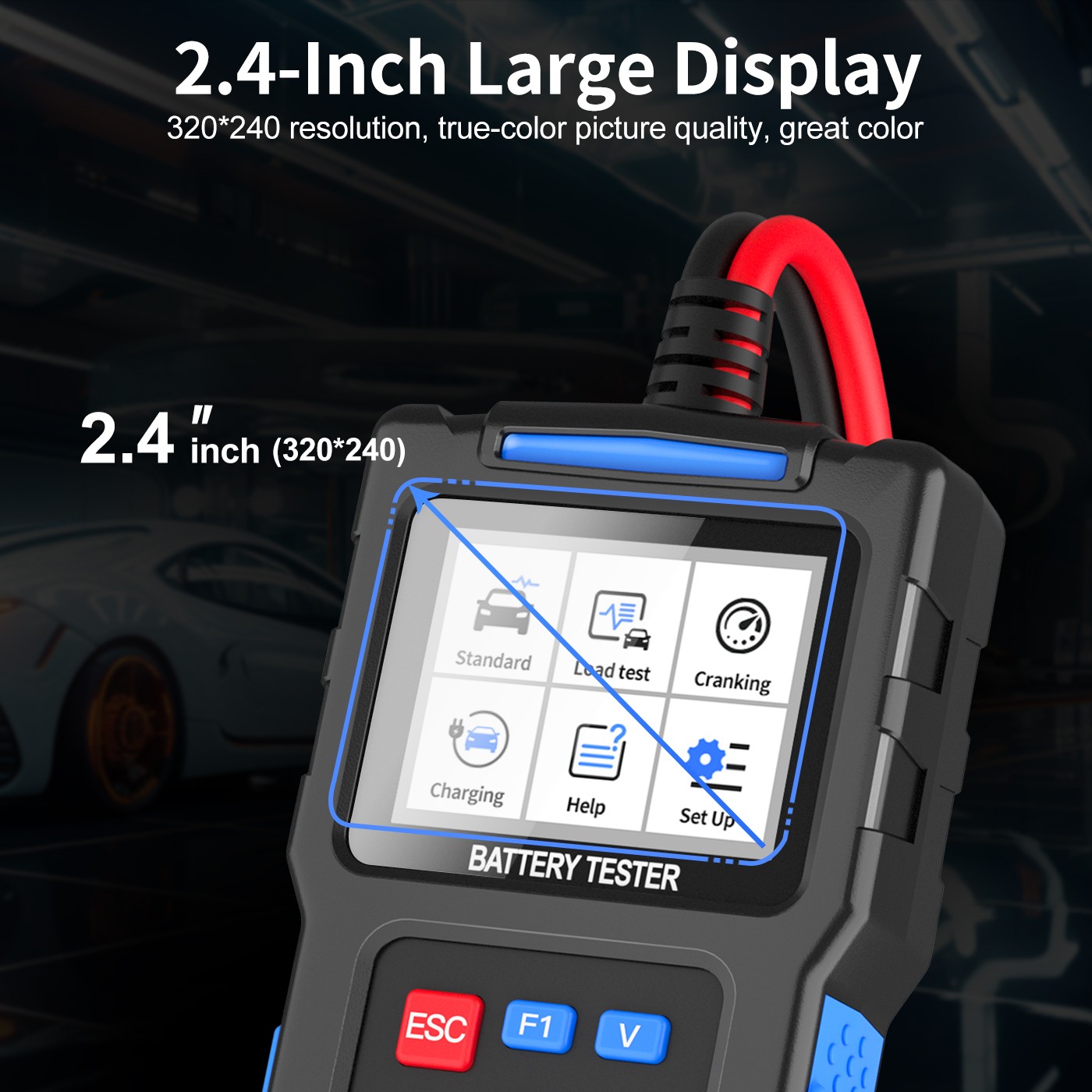 BT300 12V 24V Car Battery Tester Load Voltage Tester & Charging Analyzer 2000CCA