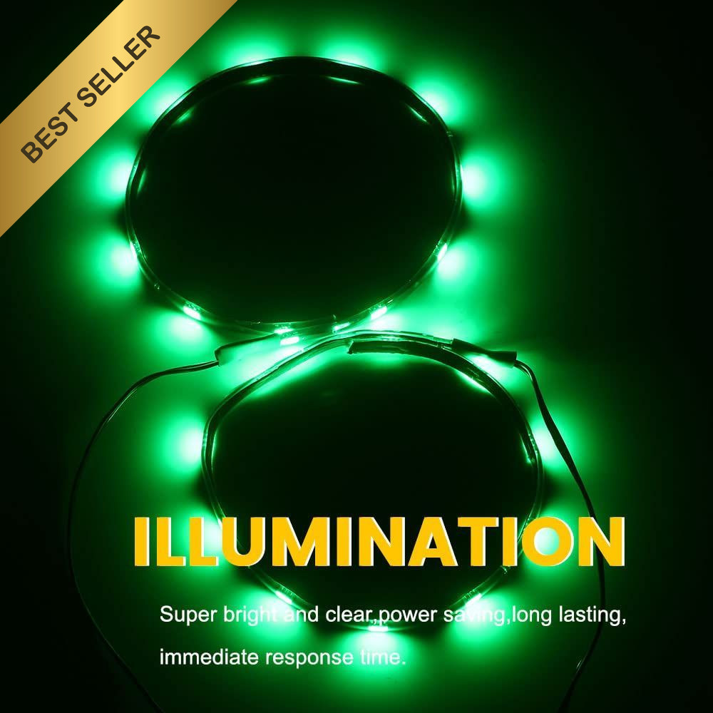 Green LED Strip Lights for Cars 10.6 Inch Waterproof Underglow Lights 4 Pcs