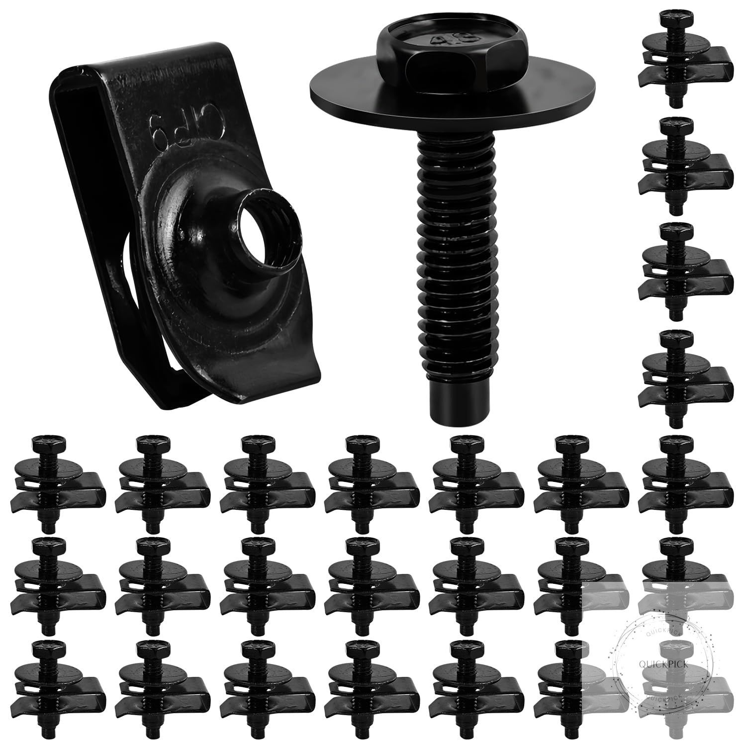50Pack M6-1.0 U Clips Automotive Kit with Speed Nuts and Screw Clips – Universal