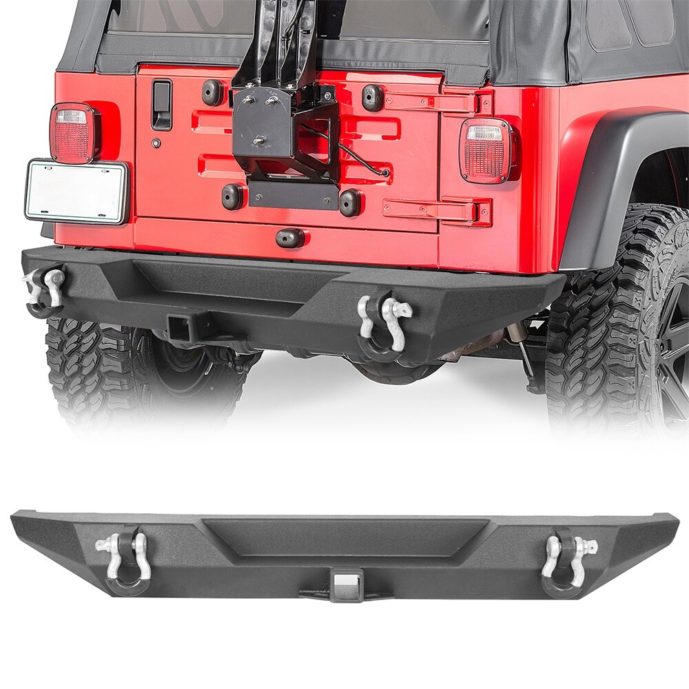 Fit Jeep Wrangler CJ 1976-1986 Rear Step Bumper w/ Hitch Receiver Powder Coated