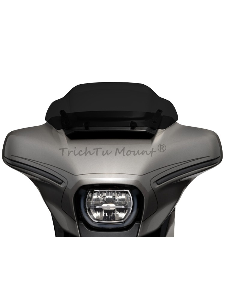 Black 10″ Windshield Windscreen w/Adapters for Harley Street Glide FLHX 2024-26