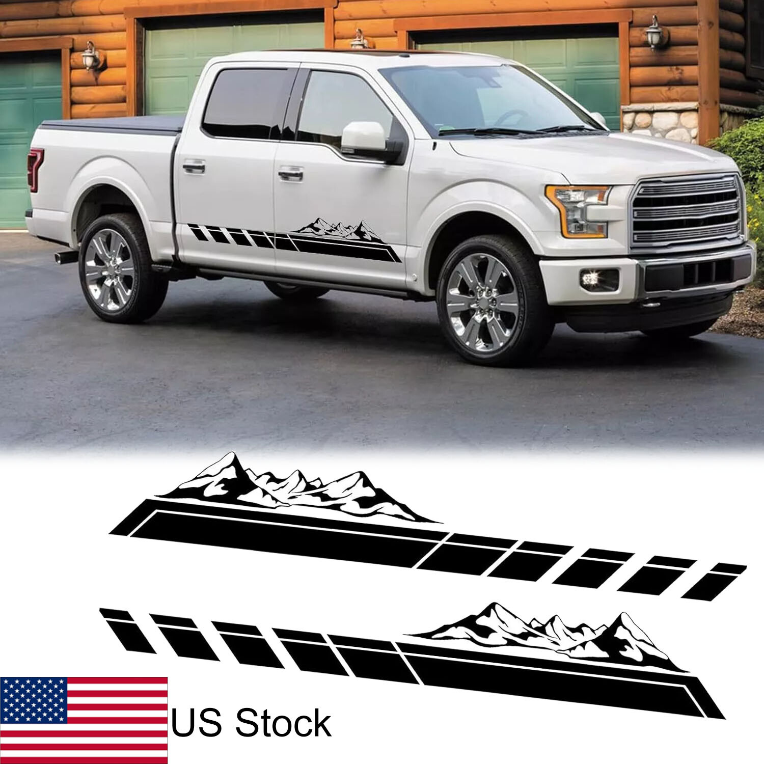 2x 68” Black Mountains Forest Graphic Side Body Vinyl Decal Stickers Universal