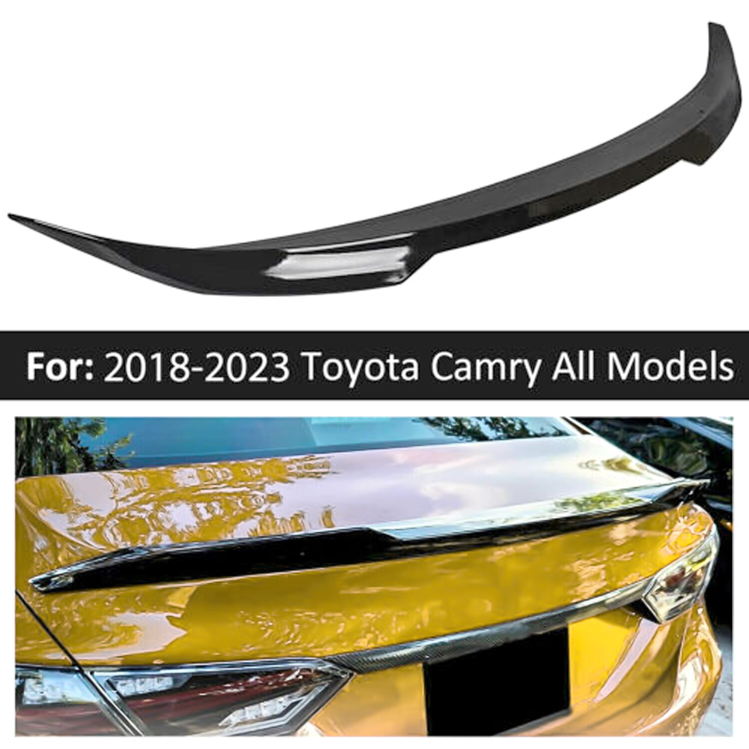 For Toyota Camry SE XSE LE XLE 2018-2024 Gloss Black V Style Trunk Lid Spoiler