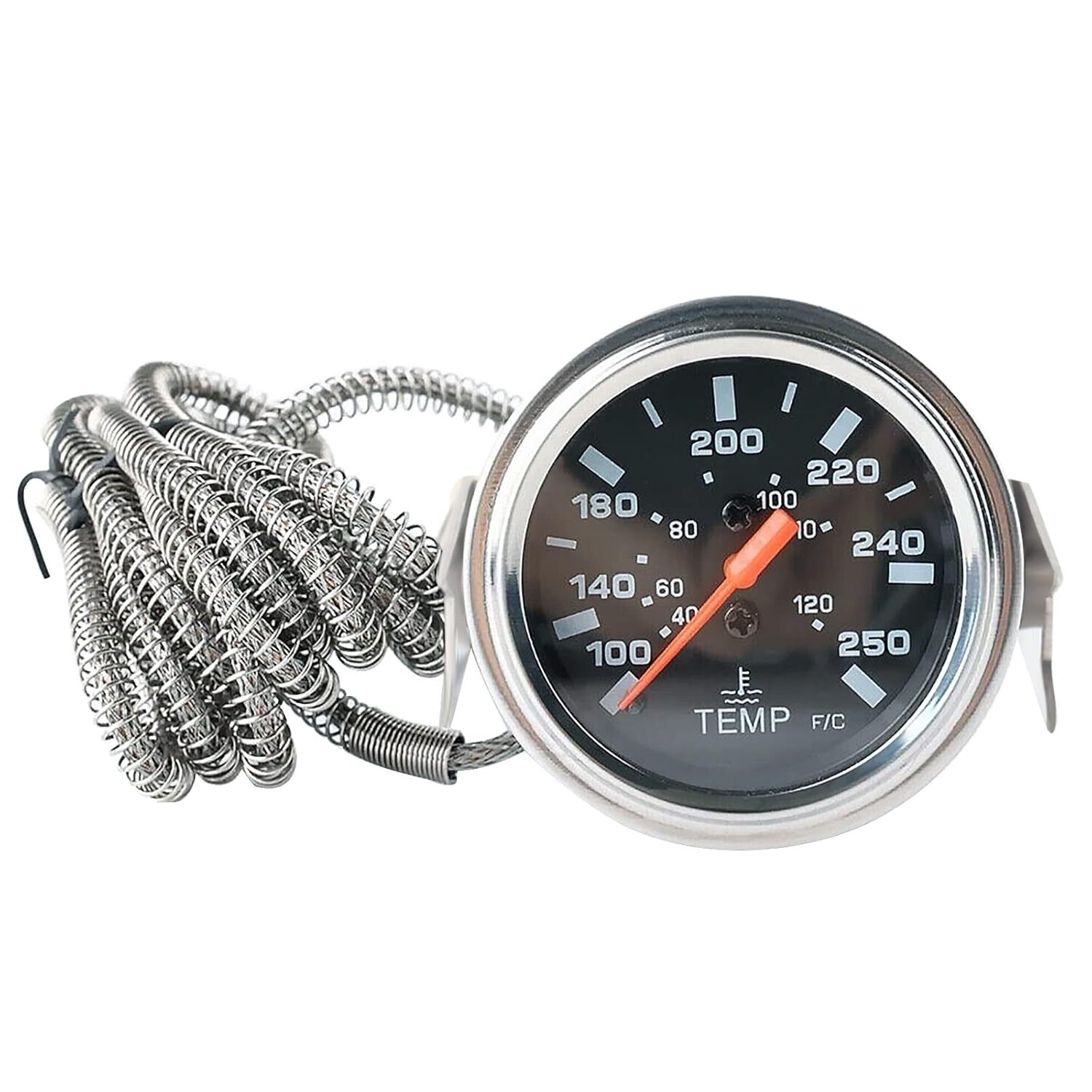 2” 52mm Chrome Pointer Water Temp Temperature Gauge Mechanical Black Face ℃ / ℉