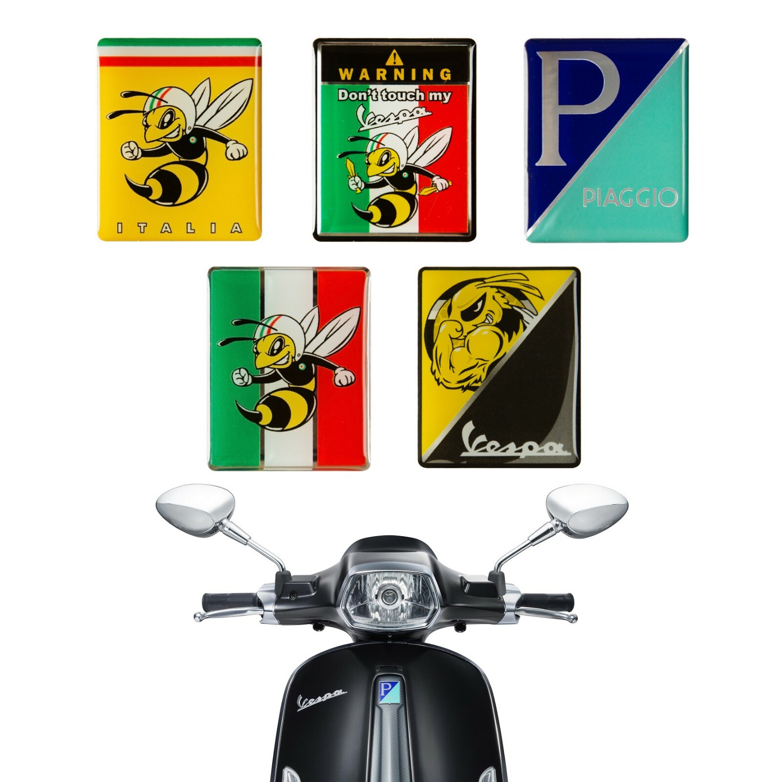 For Vespa Piaggio Scooter 3D Italy Bee Emblem Badge Front Logo Sticker Decals