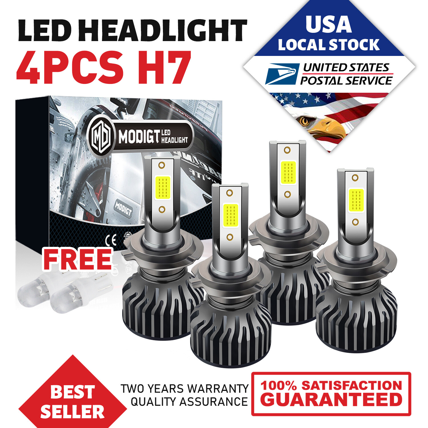 4 X H7 LED Headlight Bulbs 120000LM 6000K 200W For Mitsubishi Outlander 2016