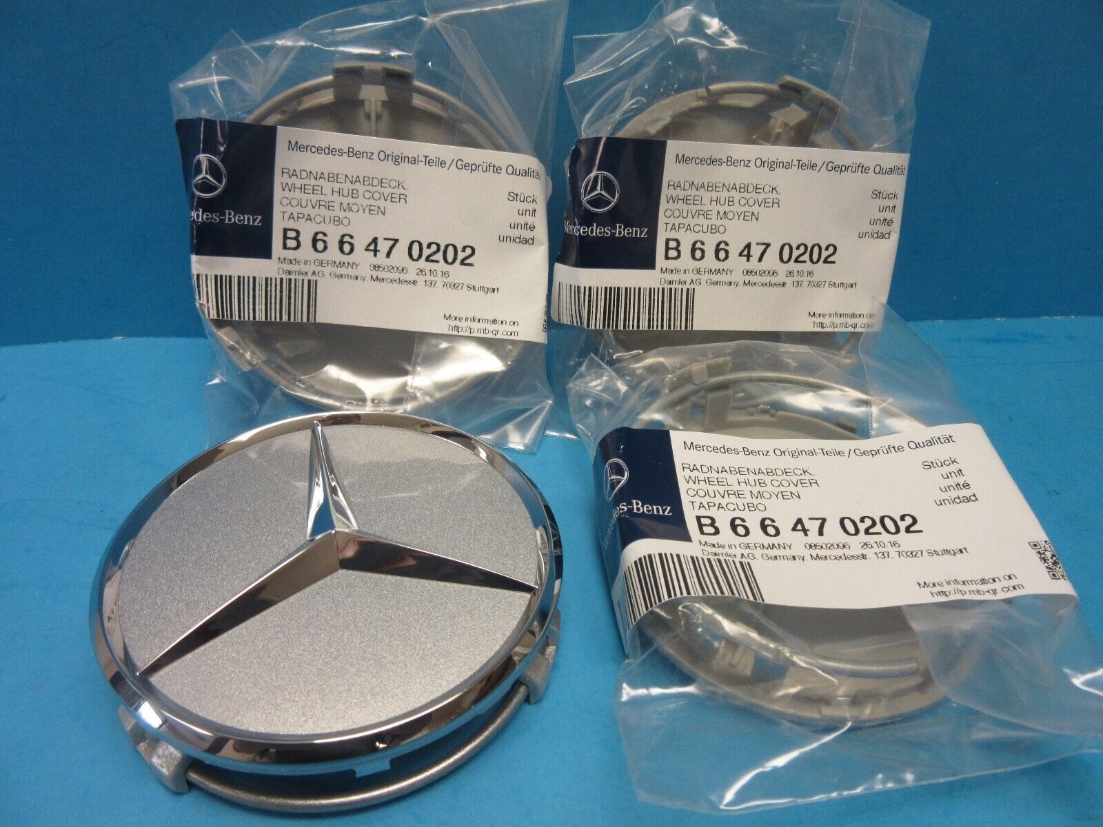 Set of 4 Genuine Wheel Hub Cap for Mercedes Benz Star Alloy Wheel Silver