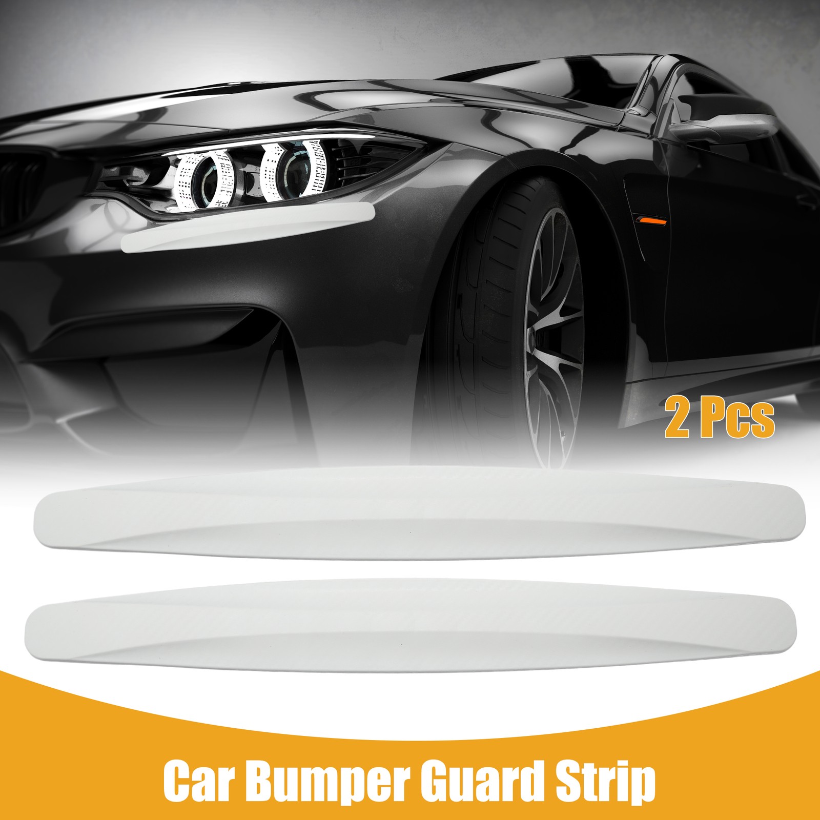 2pcs 40cm Car Door Bumper Guard Strips Anti-Collision Carbon Fiber Pattern White