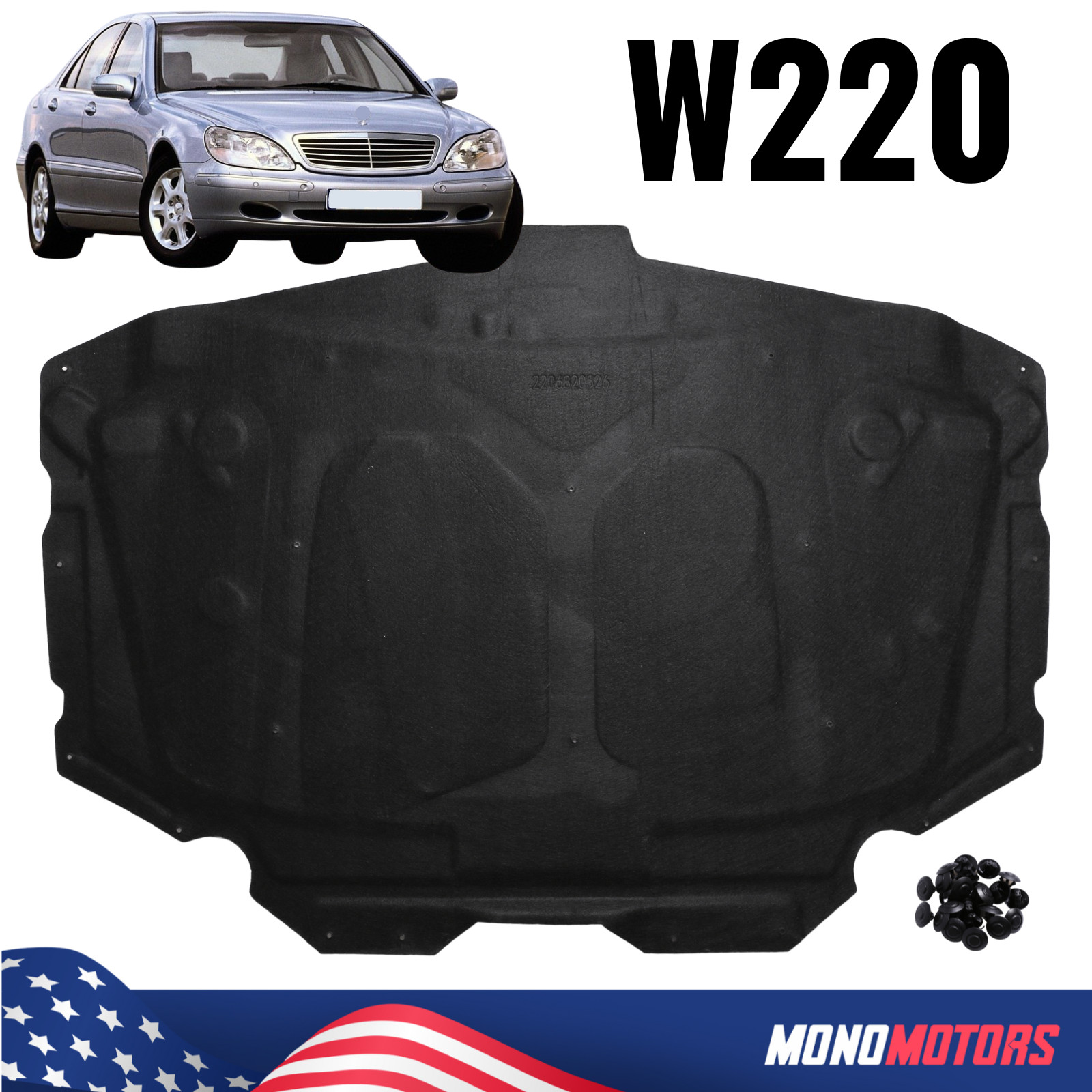 FOR Mercedes S Class W220 1998-2005 Hood – Bonnet Insulation MAT /MOUNTING CLIPS