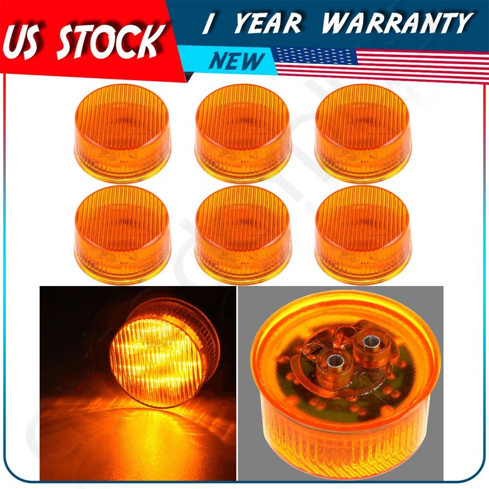 New 6pcs 2″ Side Marker Light Clearance Lamp Round Shape Fits Truck Front Rear