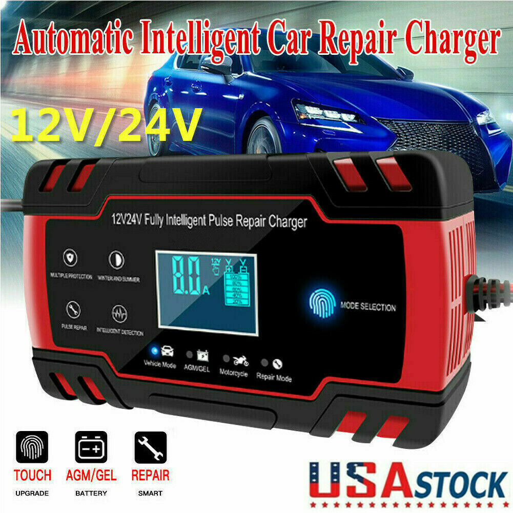 8A 12V 24V Fully-Automatic Smart Car Battery Charger Maintainer Trickle Charger