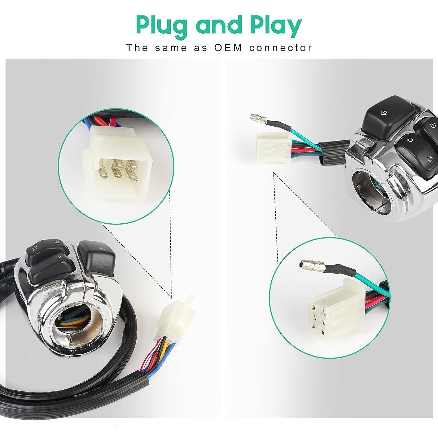 1″ Motorcycle Handlebar Control Switches With Wiring Harness Kit For Harley