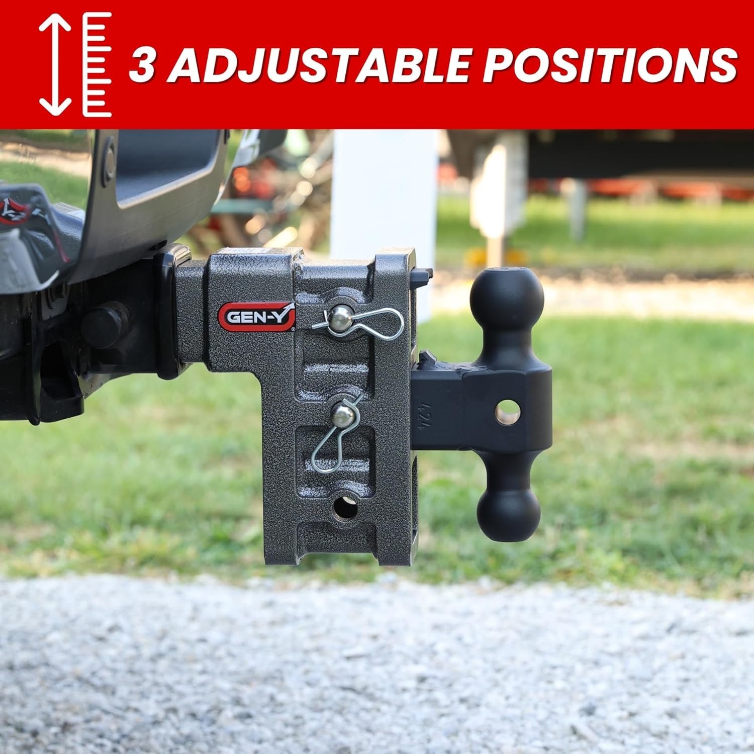GEN-Y GH-1723 MEGA-Duty Adjustable 6″ Drop Hitch Pintle 3″ Receiver 32k Towing