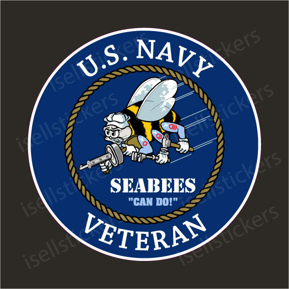 NV-4099 US Navy Seabee Veteran Vinyl Military Bumper Sticker Window Decal