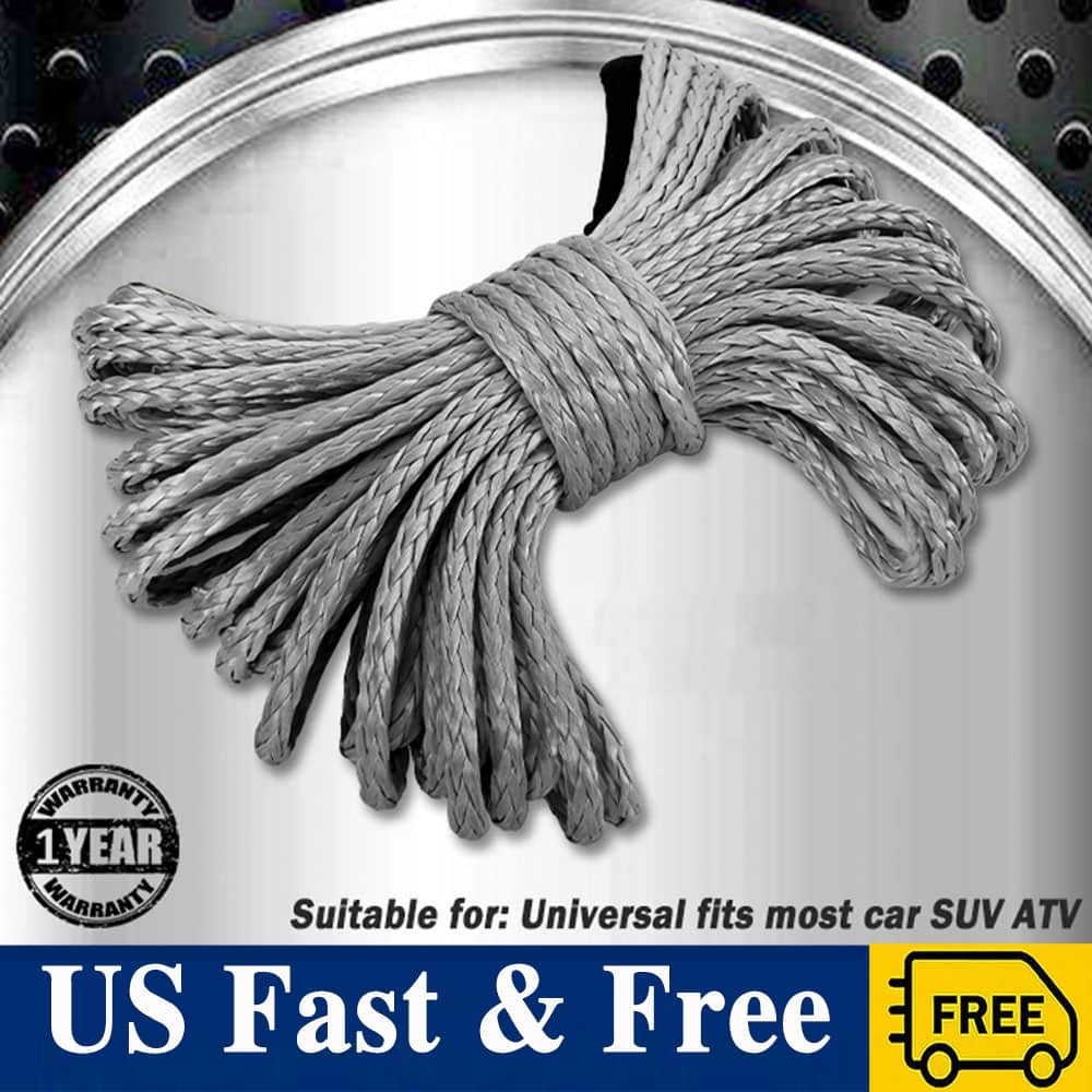 1/4″x50′ 10000 LB Synthetic Fiber Winch Rope Line Recovery Cable 4WD ATV UTV USA