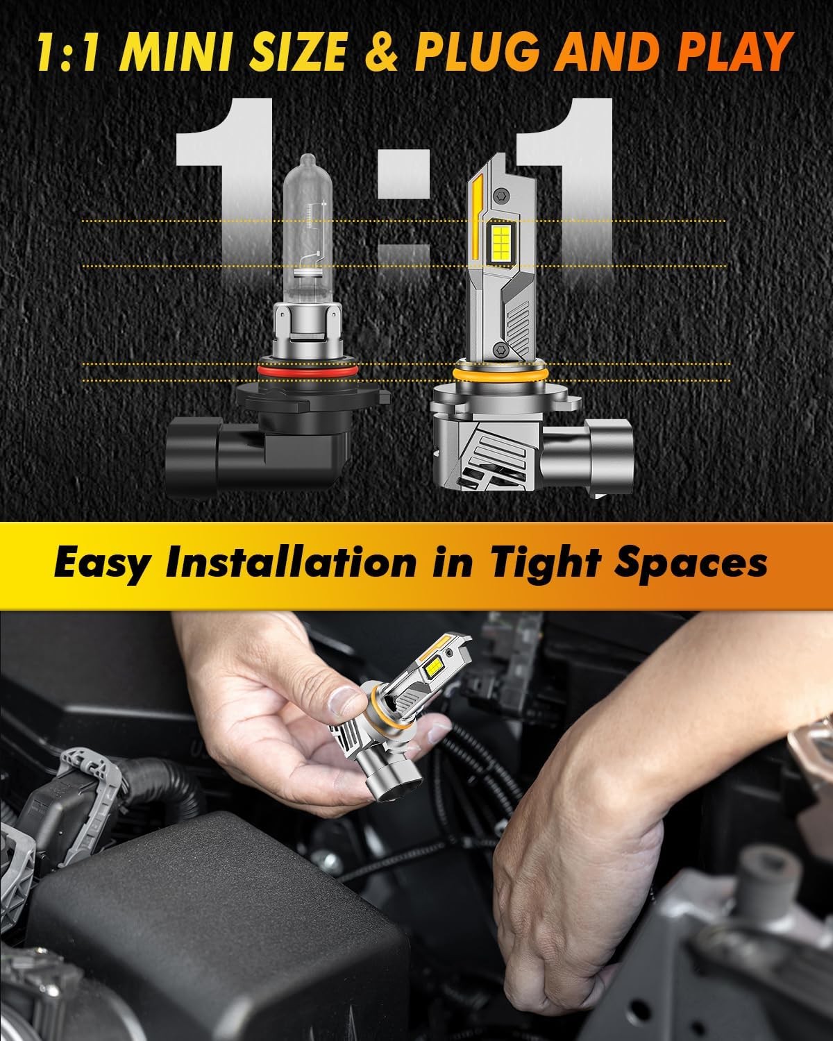 TERMITOR 9005+9006 LED Headlight Bulbs 180000LM Super White Hi/Low/Fog Lamp Beam