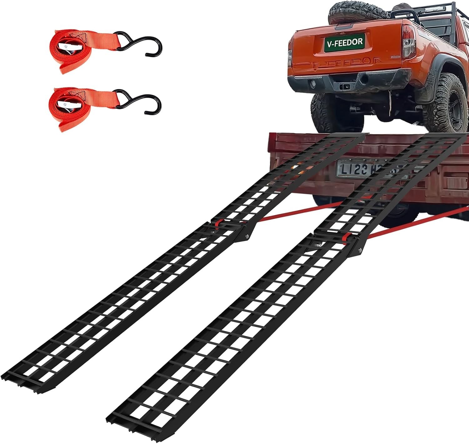 1200lbs 10ft Aluminum Folding Ramps Set of 2 for ATV Pickup Truck Loading