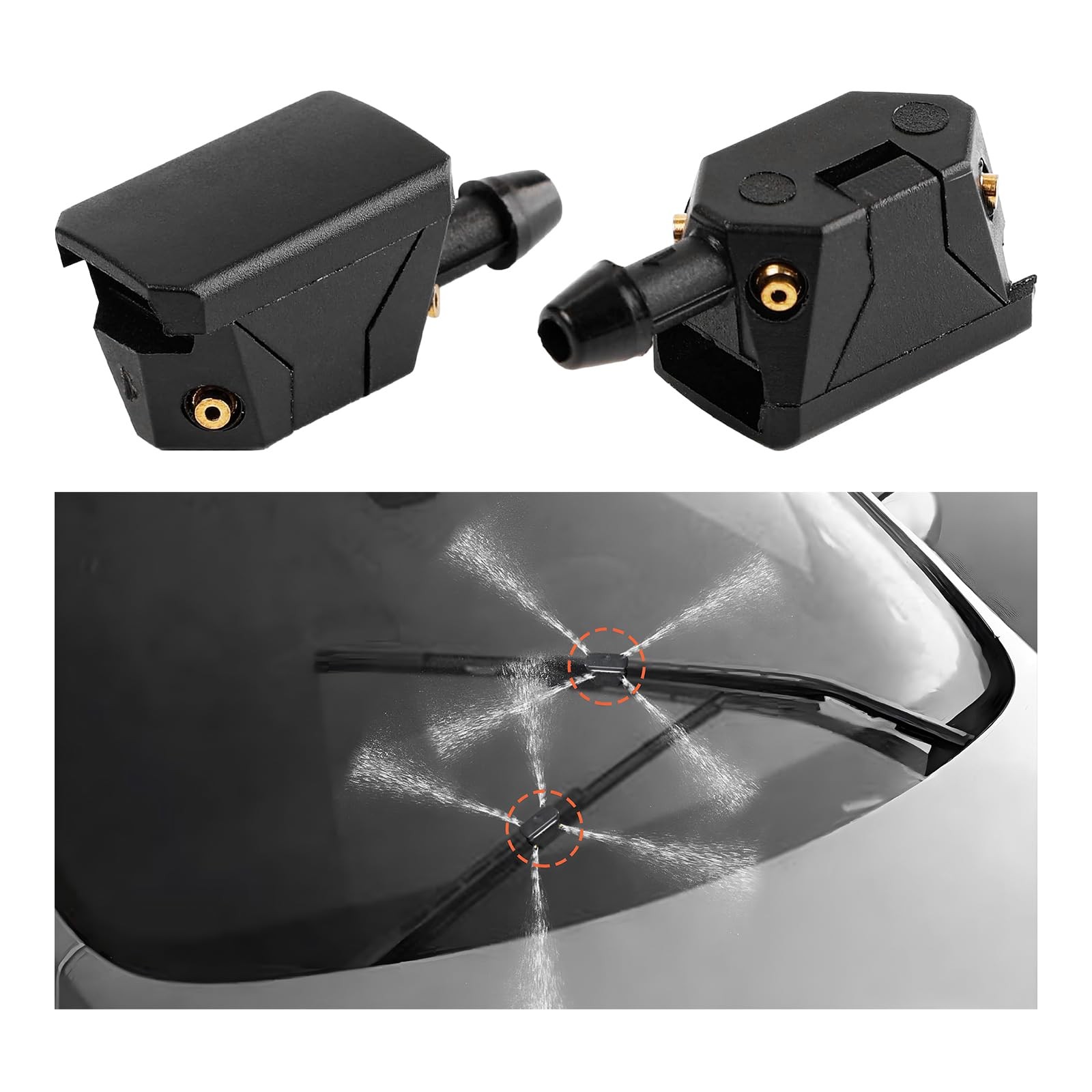 Suvnie 4 PCS Front Windshield Washer Nozzles, 4 Holes Car 2