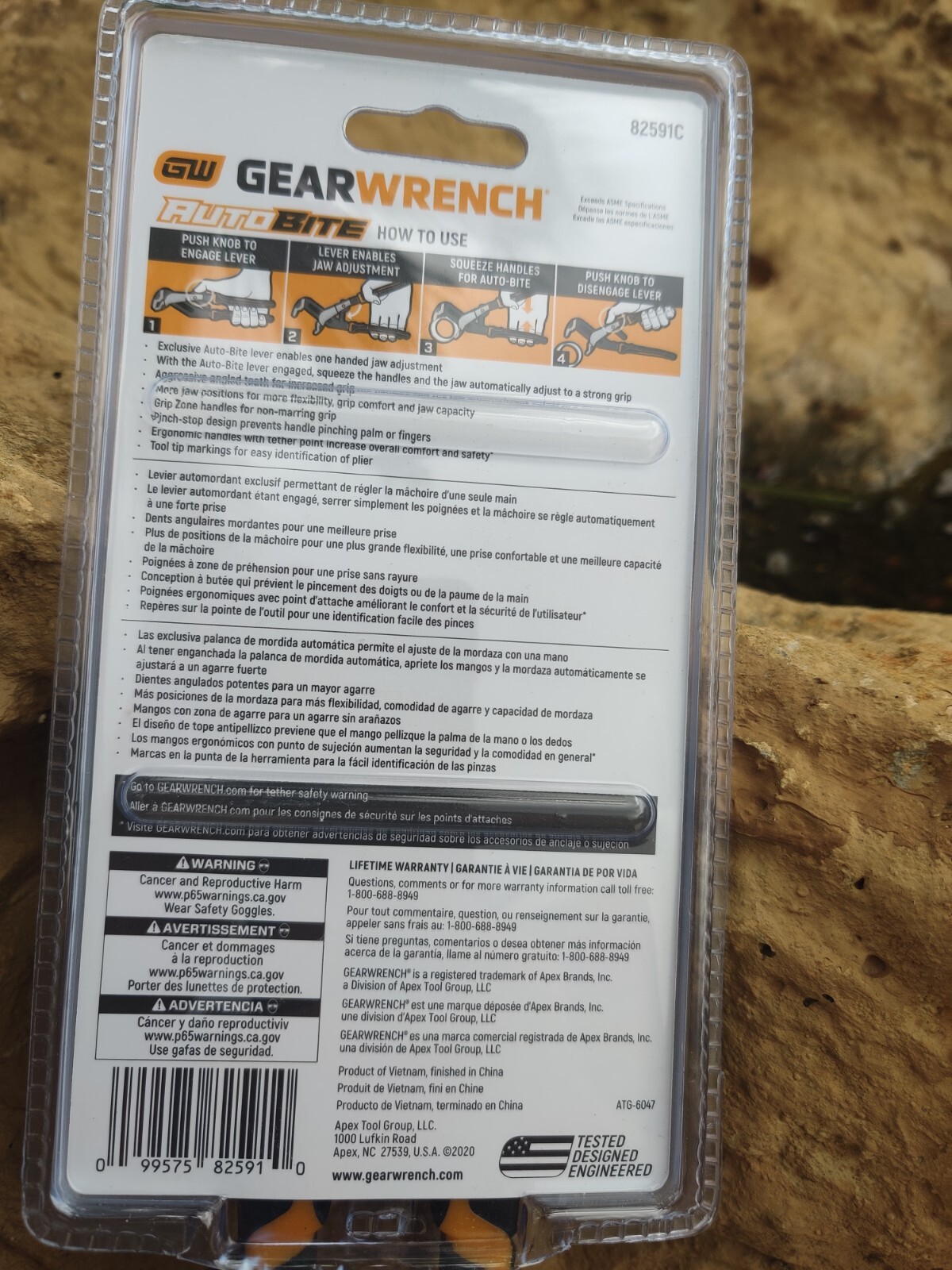 GEARWRENCH 92591C 8” CHANNEL LOCK TONGUE & GROOVE DUAL MATERIAL PLIERS