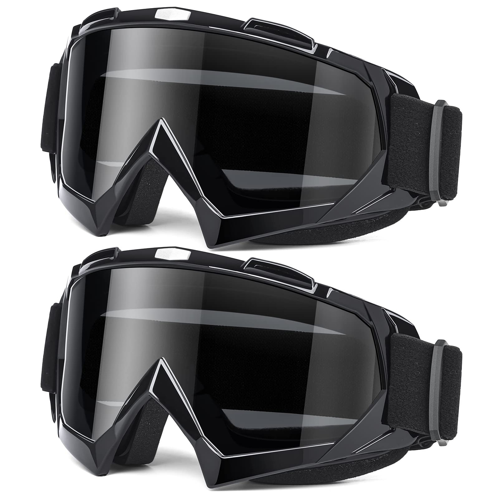 MAMBAOUT 7.87 X 4.33 Inches, 01.shiny Black Frame/Transparent Grey Lens × 2