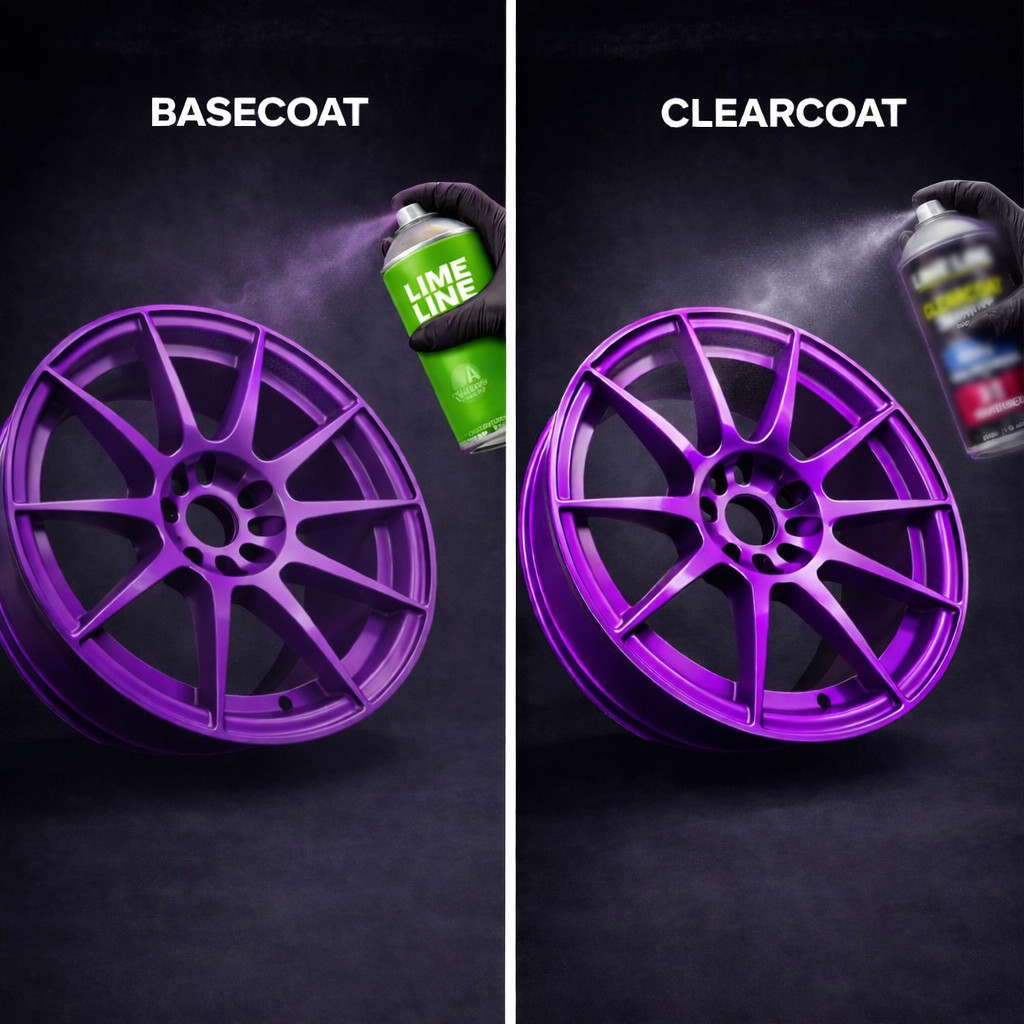 LiME LiNE Automotive Black Basecoat Spray Paint + 2K Clearcoat Aerosol Kit
