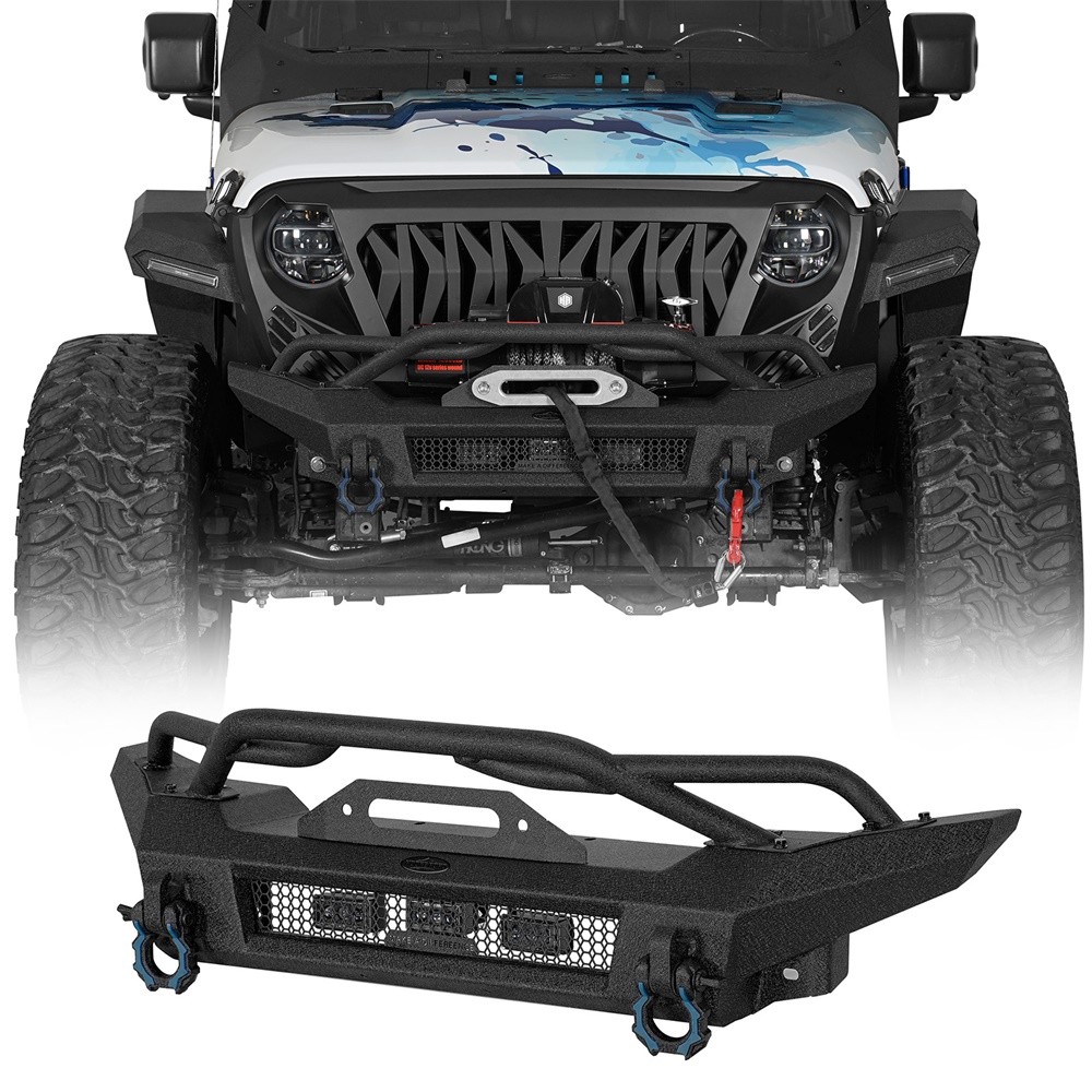 Horn Front Rear Bumper Cover w/Tactical Tube Grille Fit Jeep Wrangler JK 07-18