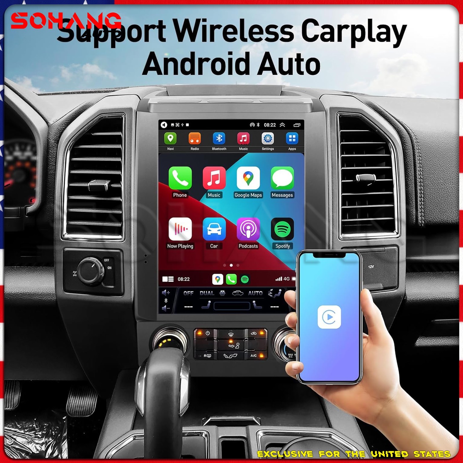 Prime Day | 64G Apple Carplay For 2015-2022 Ford F150 F250 F350 Car Stereo Radio